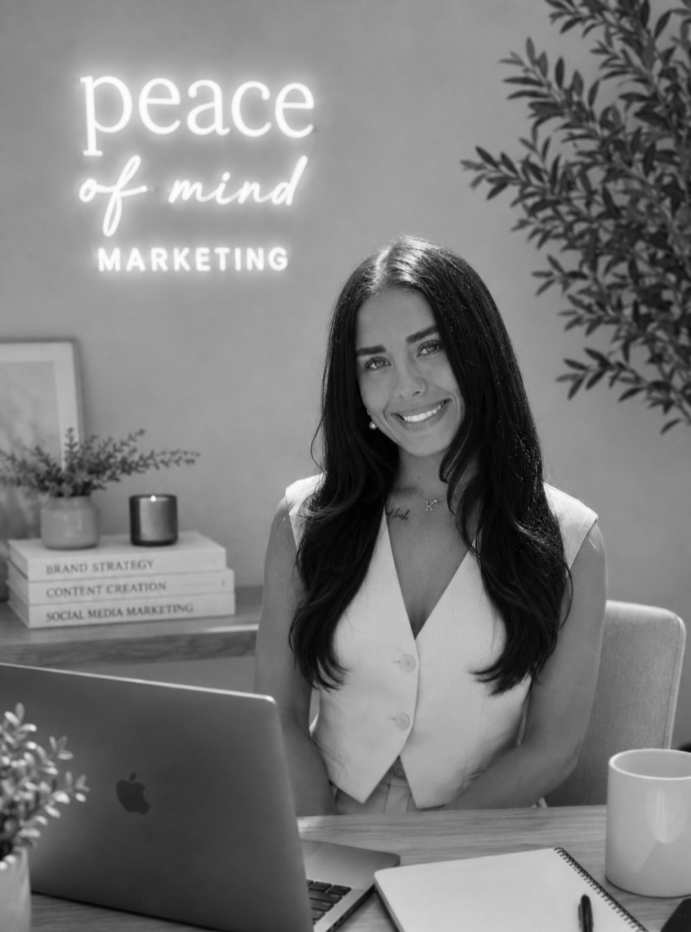 Kylee Peace at her desk